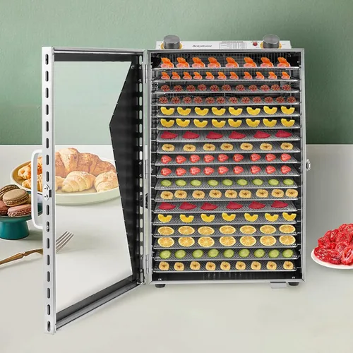 Miniatura 4 de Deshidratador de alimentos, 18 bandejas de acero inoxidable, máquina secadora de alimentos, deshidratador para alimentos y cecina, hierbas