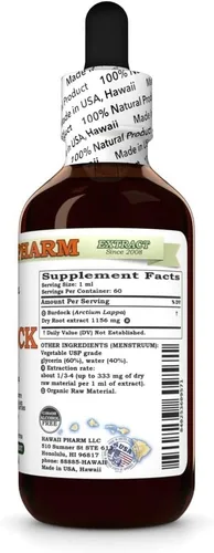Miniatura 2 de Hawaii Pharm Extracto de bardana sin alcohol, glicerita para apoyo inmunológico, promueve la piel clara, ayuda a la digestión, apoya la función