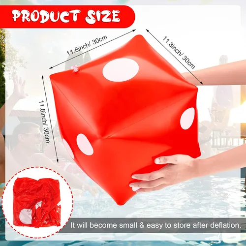 Miniatura 2 de Aoriher Paquete de 2 dados inflables gigantes, dados gigantes de 11.8 pulgadas para juegos amplios en interiores y exteriores, juguetes de piscina