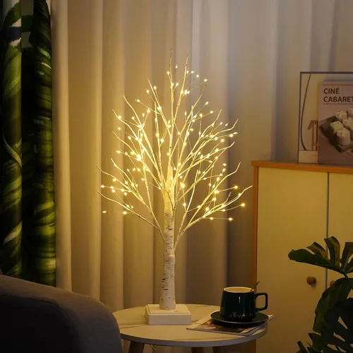 Miniatura 4 de 144 luces LED de árbol de abedul con control remoto, lámpara de árbol artificial con temporizador, árbol iluminado parpadeante, 3 AA o USB, árbol