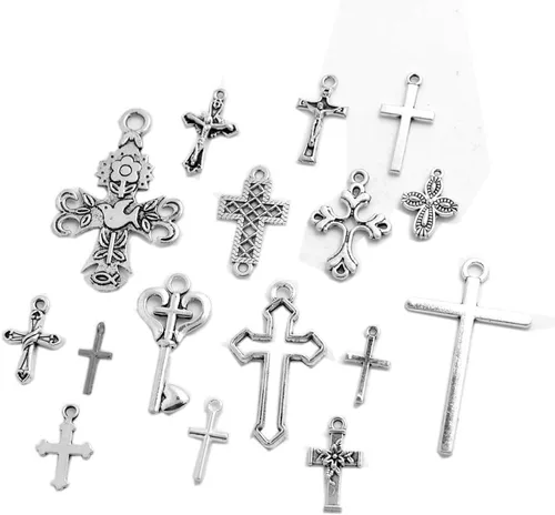 Miniatura 4 de Mixed Crosses Charms Pendants Jewelry Findings for Making Bracelet and Necklace Plata