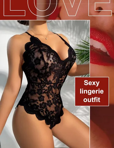 Miniatura 6 de Avidlove - Body de encaje sexy, lencería de una pieza para mujer, con escote en V profundo
