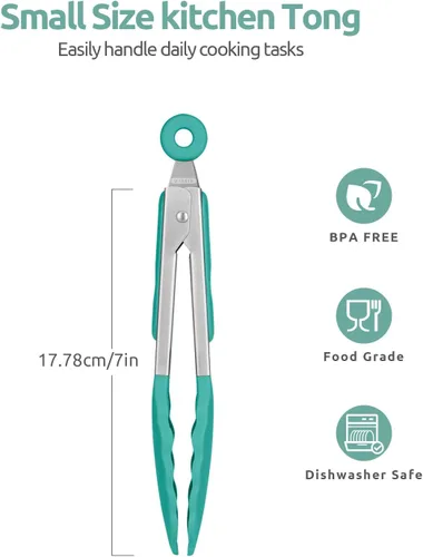 Miniatura 2 de Pinza de cocina resistente al calor de 600ºF: pinza de cocina de silicona U-Taste de 7 pulgadas con puntas de goma antiadherentes selladas firmes