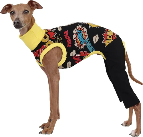 Miniatura 48 de D Doggy Star - Suéter de galgo italiano de cuello de tortuga, conjunto de mono de vellón cálido, ropa de Whippet para perro (XL, azul marino Pkt)