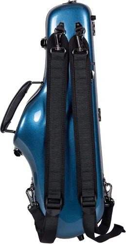 Miniatura 4 de Crossrock Estuche para saxofón alto de fibra de vidrio con correas de mochila en color azul