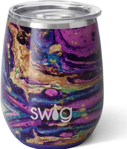 Miniatura 14 de Swig Vaso de vino aislado de 14 onzas con tapa, apto para lavavajillas, tazas de vino de acero inoxidable (negro)