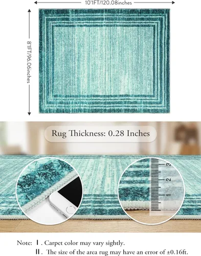 Miniatura 100 de Alfombra de pasillo moderna abstracta Lahome, alfombra lavable turquesa de 2 x 6 pulgadas para entrada, alfombra antideslizante de bajo pelo