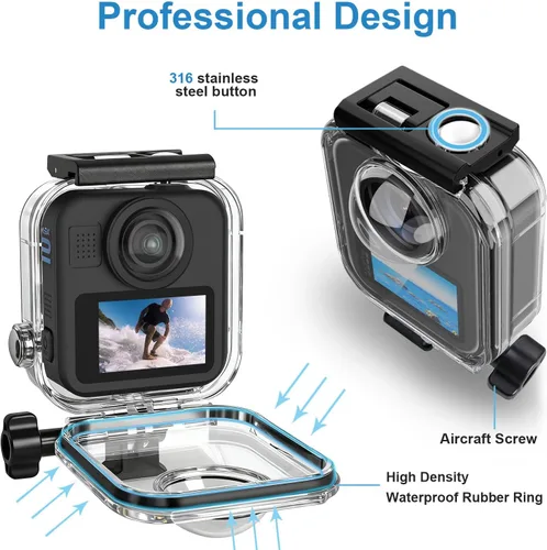 Miniatura 6 de FitStill Funda de buceo impermeable solo para Go Pro MAX2, carcasa subacuática de 131 pies/131.2 ft, carcasa protectora de buceo invisible
