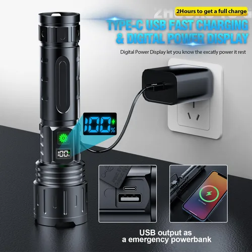 Miniatura 6 de Hoxida Linternas 2000 Lúmenes Altos Recargables, Linterna LED Súper Brillante