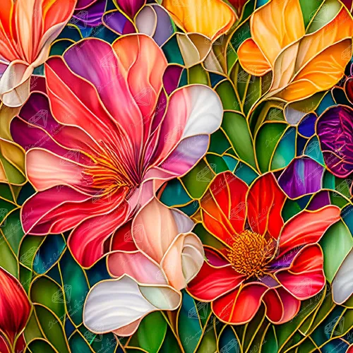 DIAMOND ART CLUB - Juego de pintura con diamantes, lienzo de Vitral de flores”, lienzo redondo 5D para principiantes, divertidas manualidades para