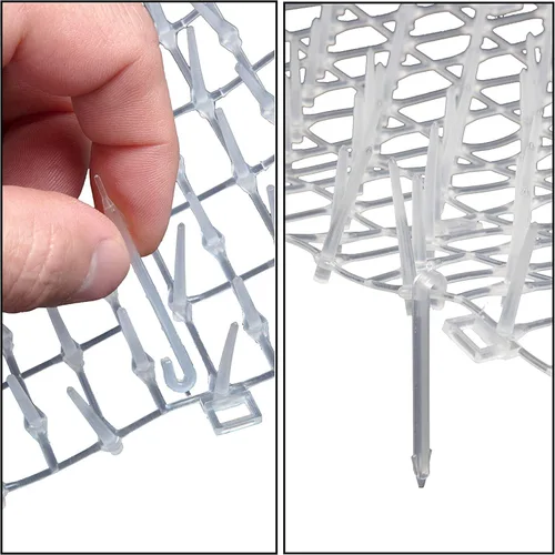 Miniatura 3 de Alfombrilla transparente para gatos (14 pies) con 10 grapas, red anti-gatos con tapón de excavación de púas, alfombrilla disuasoria para gatos