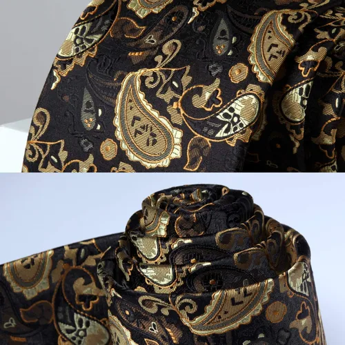 Miniatura 230 de HISDERN Corbatas para hombre, corbata de cachemira y bolsillo cuadrado tejido clásico floral para hombre, corbata de fiesta de boda