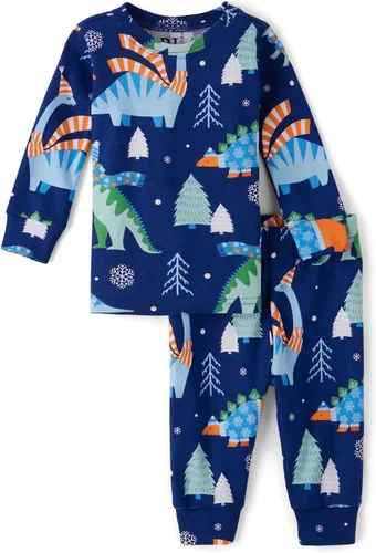 Miniatura 7 de The Children's Place - Conjunto de pijama de manga larga con botones para bebé niño, ajustado, 100% algodón, 2 piezas