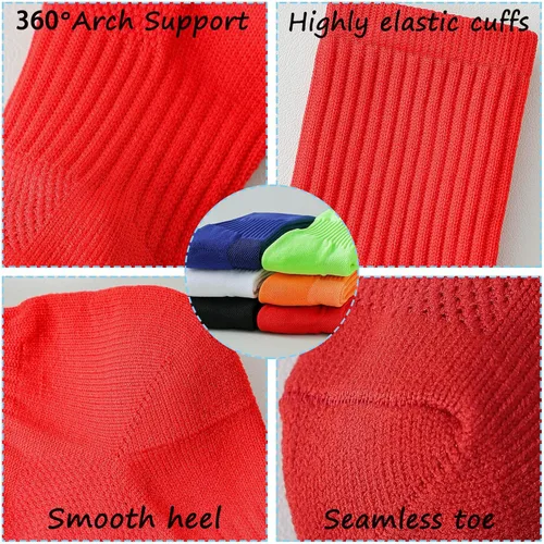 Miniatura 2 de Calcetines de fútbol para niños, calcetines de béisbol con suela acolchada hasta la rodilla para niños y niñas, 2 pares