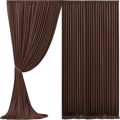 Cortina tipo telón de fondo marrón de 10 x 10 pulgadas para fiestas, bodas, sin arrugas, color marrón, decoración de tela para fiesta de cumpleaños,