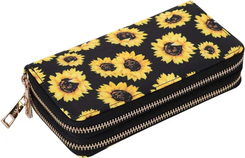 Miniatura 3 de Cartera de doble cierre para mujer, con correa de mano, para tarjetas, dinero en efectivo, monedas, celular