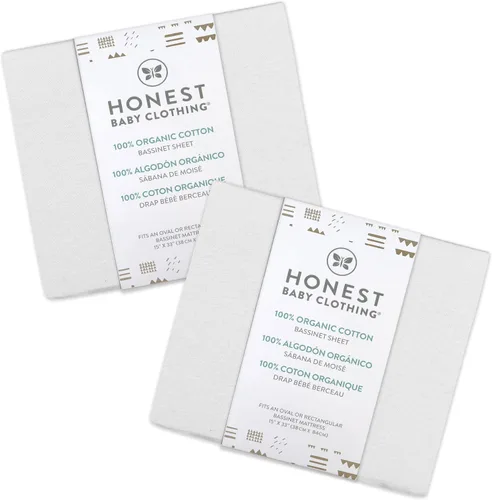 Miniatura 4 de HonestBaby Paquete de 2 sábanas de cuna de algodón orgánico, color blanco, talla única 2 Pack - blanco