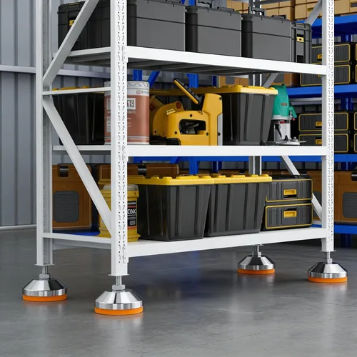 Miniatura 4 de T Tulead Pies de nivelación M8xH100, nivelador ajustable de acero al carbono, patas de andamio, niveladores de piso de goma de 2.36 pulgadas