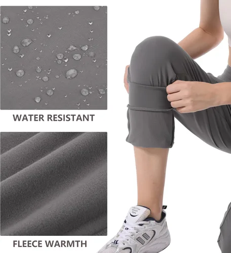 Miniatura 4 de HARTPOR Pantalones deportivos con forro polar para mujer, pantalones cargo de senderismo, resistentes al agua, pantalones deportivos de invierno