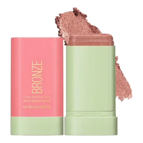 Barra de contorno de crema, barra bronceadora con brillo facial, resaltador de brillo natural mezclable, barra hidratante sólida teñida multiusos,