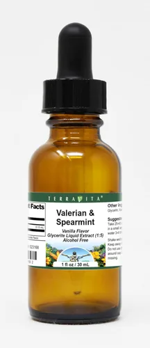 TerraVita Extracto líquido de glicerita de valeriana y menta verde (1:5) - Sabor vainilla (1 oz, ZIN: 523168)