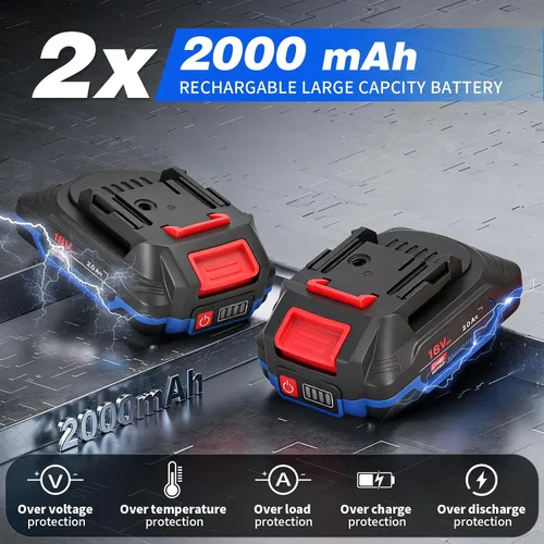 Miniatura 3 de Mini motosierra inalámbrica de 8 pulgadas, motosierra eléctrica de mano mejorada con 2 baterías y cargador, sierra de cadena eléctrica