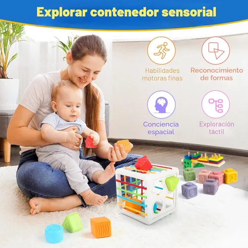 Miniatura 3 de Juguetes para bebés de 6 en 1 de 6 a 12 meses, juguetes Montessori para bebés de 6-12-18 meses, anillos de apilado de bloques de juguetes