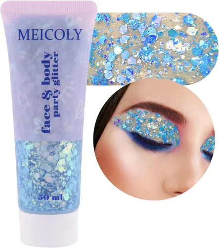 Miniatura 28 de MEICOLY Purpurina corporal roja, blanca y azul, accesorios del 4 de julio, purpurina para el cabello para niños, atuendos del 4 de julio
