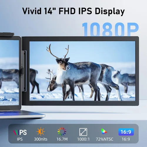 Miniatura 2 de Extensor de pantalla para laptop, 14 pulgadas FHD 1080P IPS Extensor de monitor para portátil con puerto USB C/HDMI, pantalla Plug and Play Monitor