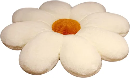 Miniatura 8 de HANDKEI Bonita almohada de felpa con forma de margarita, cojín de suelo de tatami en forma de margarita para sofá de niños, sofá cama, sala de estar