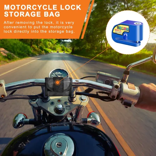 Miniatura 5 de Bloqueo de freno de disco de alarma para motocicleta, cerraduras de motocicleta, antirrobo, bloqueo de disco de seguridad, impermeable, 110 dB, Azul
