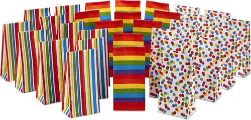 Miniatura 8 de Hallmark Bolsas envueltas para regalos de fiesta de color sólido (30 unidades, 5 de cada una de azul, rojo, verde, amarillo, naranja, rosa)