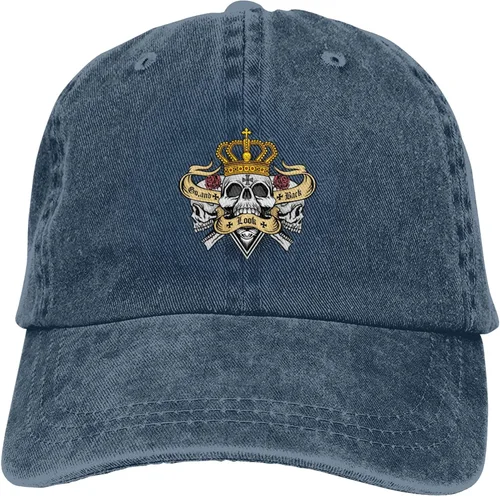 Miniatura 9 de Cowboy Hat Trendy Hats for Man and Women Djustable Four Season Outdoor Baseball Cap of Hell Skull with Angel Navy Blue