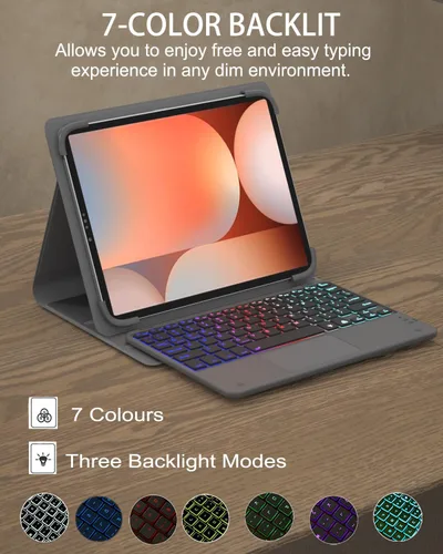 Miniatura 6 de Teclado Universal para Tableta con Funda de Touchpad para Tabletas de 9", 9.7", 10.1", 10.2", 10.5", 10.9", 11", Teclado Inalámbrico