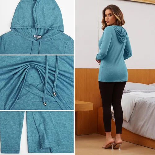 Miniatura 167 de GINKANA Sudadera con capucha para mujer, manga larga, lactancia materna, ropa casual