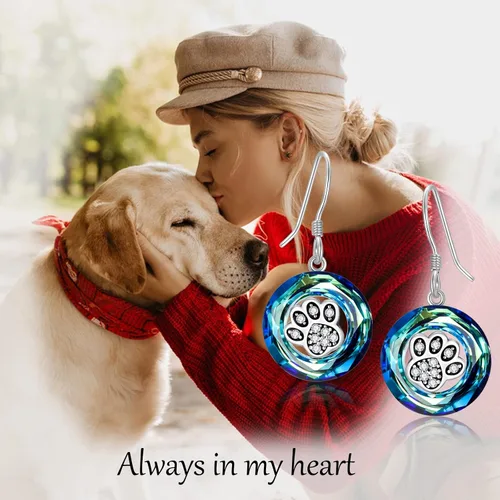 Miniatura 9 de POPKIMI Bonitos aretes colgantes de animales, joyería de animales, regalos de cumpleaños y Navidad para mujeres, aretes de ópalo de cristal de plata