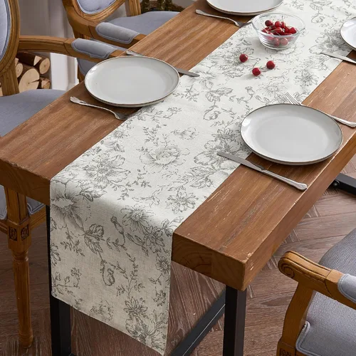 Miniatura 29 de jinchan Camino de mesa de lino floral para cocina, granja, 13 x 90 pulgadas, para isla de cocina, mesa de comedor, decoración interior y exterior, 1