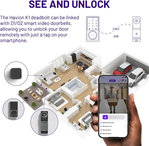 Miniatura 2 de Timbre de video inalámbrico con juego de cerradura inteligente, incluye timbre, cámaras duales, 5MP 3K QHD, pantalla de 2 pulgadas y eMMC de 32 GB