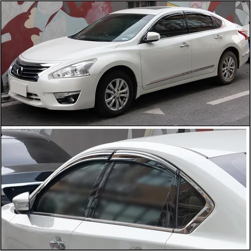 Miniatura 3 de IKON MOTORSPORTS - Visera de ventana compatible con Nissan Altima 2013-2018, policarbonato teñido ahumado y semitransparente con ribete cromado