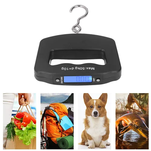 Miniatura 4 de Báscula colgante digital con gancho Dispositivo de pesaje electrónico portátil para uso de granja de pesca Pantalla LCD de alta precisión