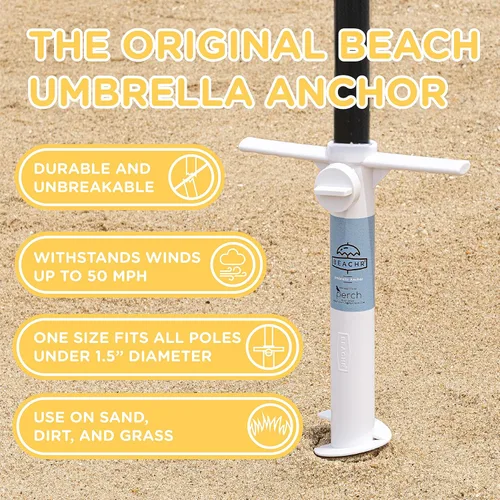 Miniatura 2 de Anclaje universal para sombrilla de playa, blanco, 10 pulgadas
