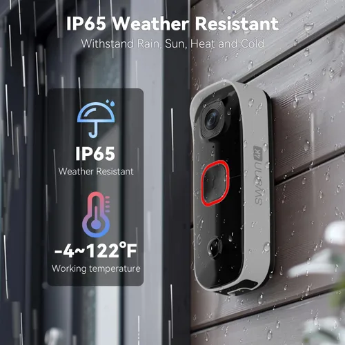 Miniatura 9 de Swann Buddy4K UHD - Timbre de puerta con video inalámbrico y campana Sin tarifa mensual Vista ultraancha de 165° Análisis inteligente Audio