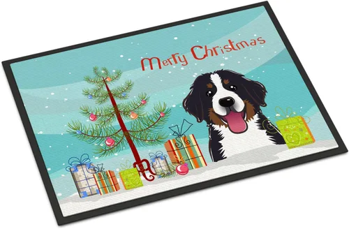 Miniatura 151 de Caroline's Treasures BB1616MAT - Tapete para puerta delantera de árbol de Navidad y sabueso afgano de 18 x 27 pulgadas, para interiores