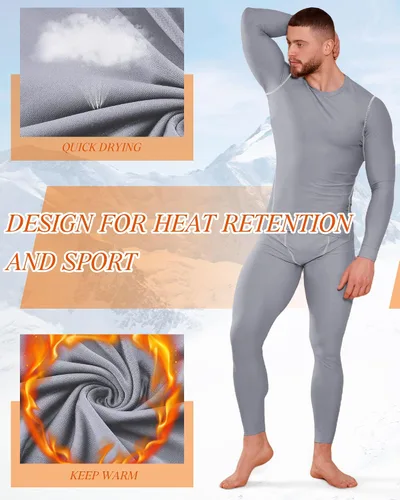 Miniatura 2 de Liitrsh Juego de 4 piezas de ropa interior térmica para hombre, ropa interior larga con forro polar, capa base de secado rápido, parte inferior