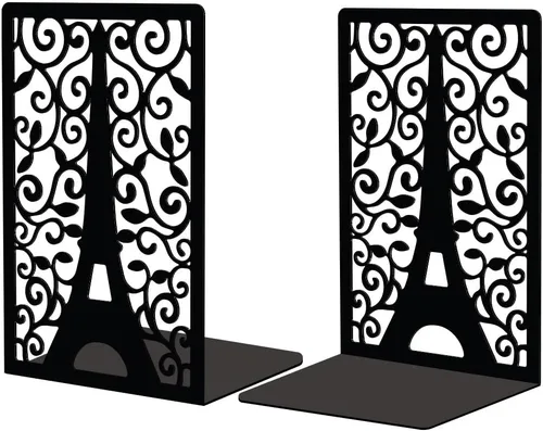 Miniatura 10 de Peacoblue Sujetalibros de Metal para Estantes, Soporte Moderno Decorativo de Servicio Pesado para Libros de Estudio para Oficina, Escritorio