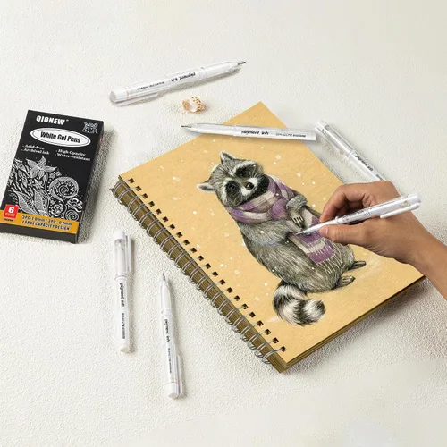 Miniatura 6 de Qionew Bolígrafos de gel blanco de 0.039 pulgadas, punta fina opaca de 0.028 in para dibujo de papel negro, resaltado artístico, diario de viñetas