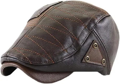 Miniatura 19 de Gorra de hiedra para hombre, sombrero de cuero de PU para hombre, boina ajustable, gorra plana de golf, gorra plana Gatsby, sombrero de pesca