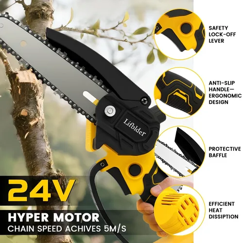 Miniatura 2 de Mini motosierra inalámbrica para batería de 20 V, 6 pulgadas y 4 pulgadas, motosierra eléctrica 2 en 1 con lubricación automática, velocidad