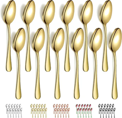 Miniatura 10 de Evanda Cucharas clásicas de acero inoxidable de 12 piezas, 7.28 pulgadas, fáciles de limpiar, aptas para lavavajillas