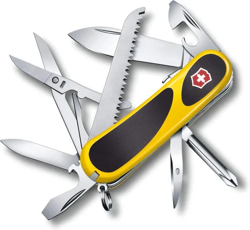 Victorinox Evolution S18 Grip - Navaja suiza de bolsillo Swiss Army, con 15 funciones, hecha en Suiza, con hoja grande, destornillador y sierra para